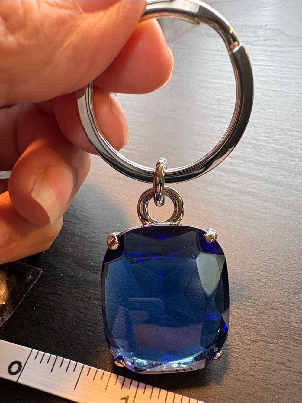 Coach Vintage Blue Faceted Crystal Key Ring Keychain